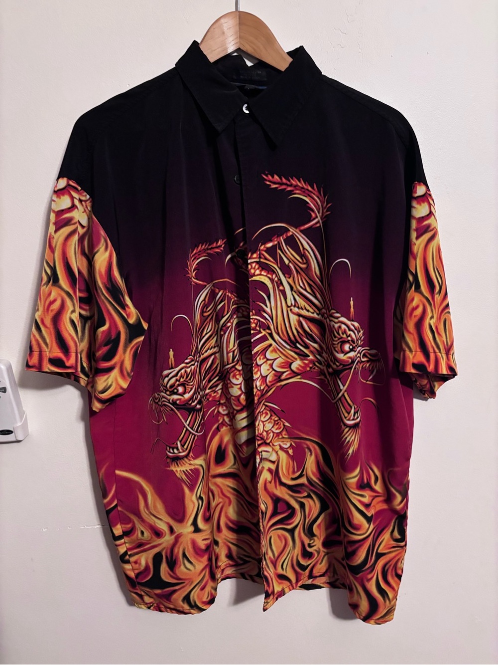 Flaming Dragon Button Up